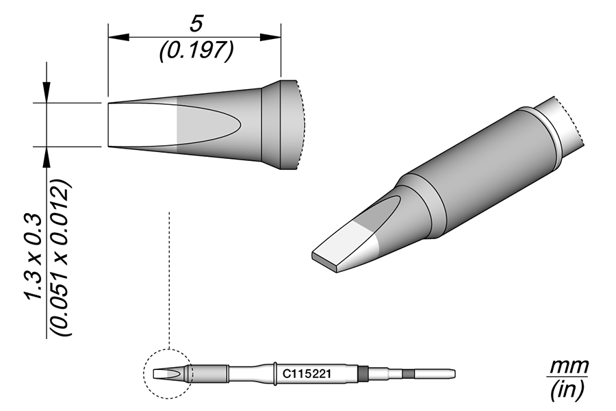 C115221 - Chisel Cartridge 1.3 x 0.3 HT